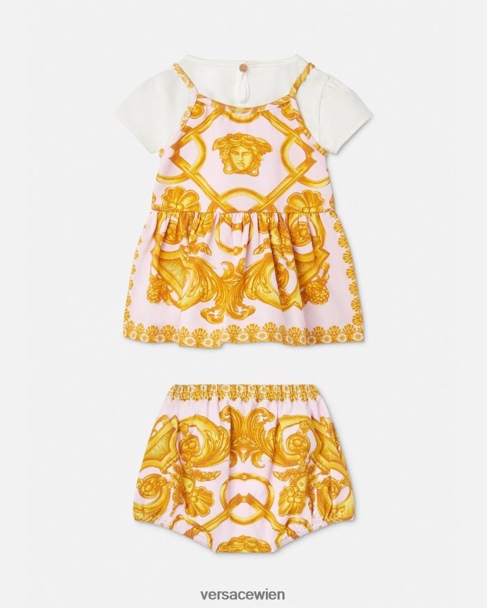 rosa  weiß Barocco 660 Babykleid-Set Versace Kinder Kleidung 8N4XJD1828