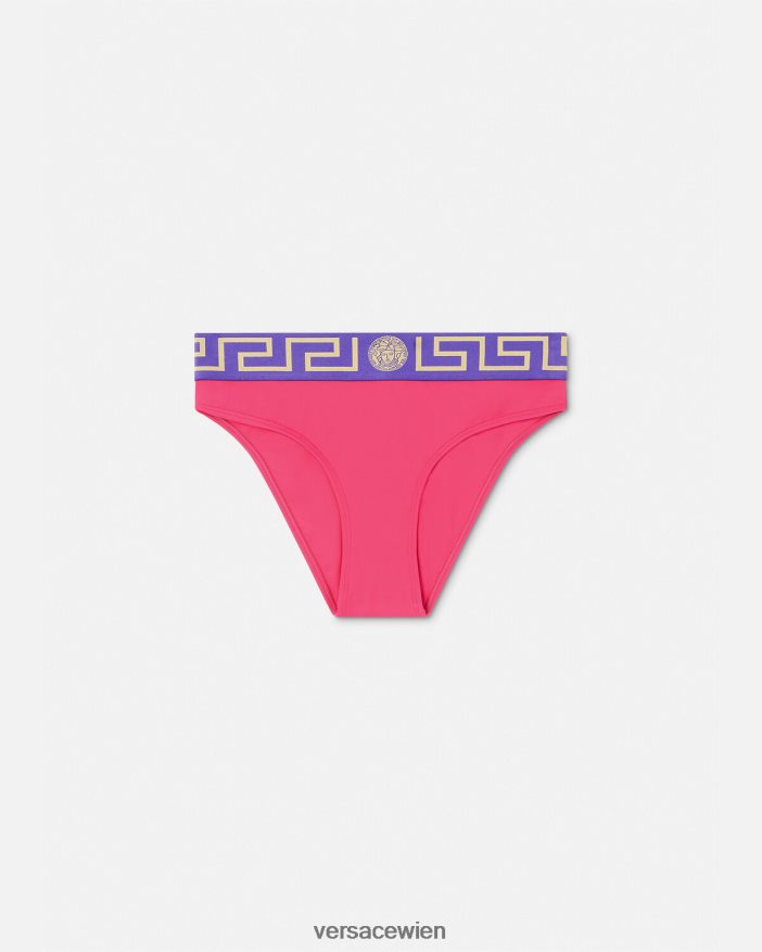 rosa und lila Bikini-Slip mit Greca-Bordüre Versace Frauen Unterwäsche und Strandbekleidung 8N4XJD1177