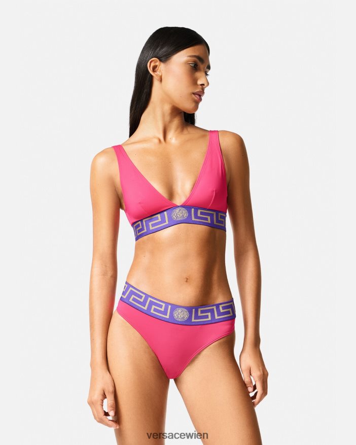 rosa und lila Bikini-Slip mit Greca-Bordüre Versace Frauen Unterwäsche und Strandbekleidung 8N4XJD1177