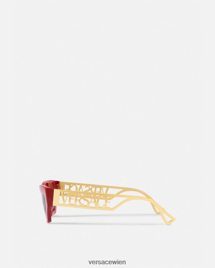 rotes Gold Cat-Eye-Sonnenbrille im Vintage-Stil der 90er Jahre mit Logo Versace Frauen Zubehör 8N4XJD616