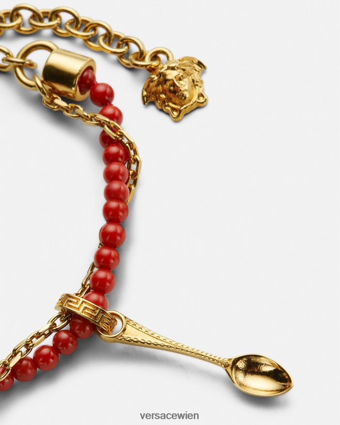 rotes Gold Medusa-Besteckperlenarmband Versace Frauen Zubehör 8N4XJD820