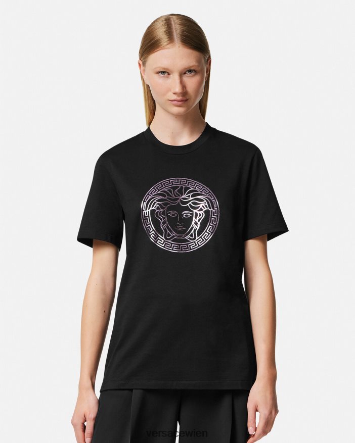 schwarz  rosa Medusa-T-Shirt Versace Frauen Kleidung 8N4XJD127