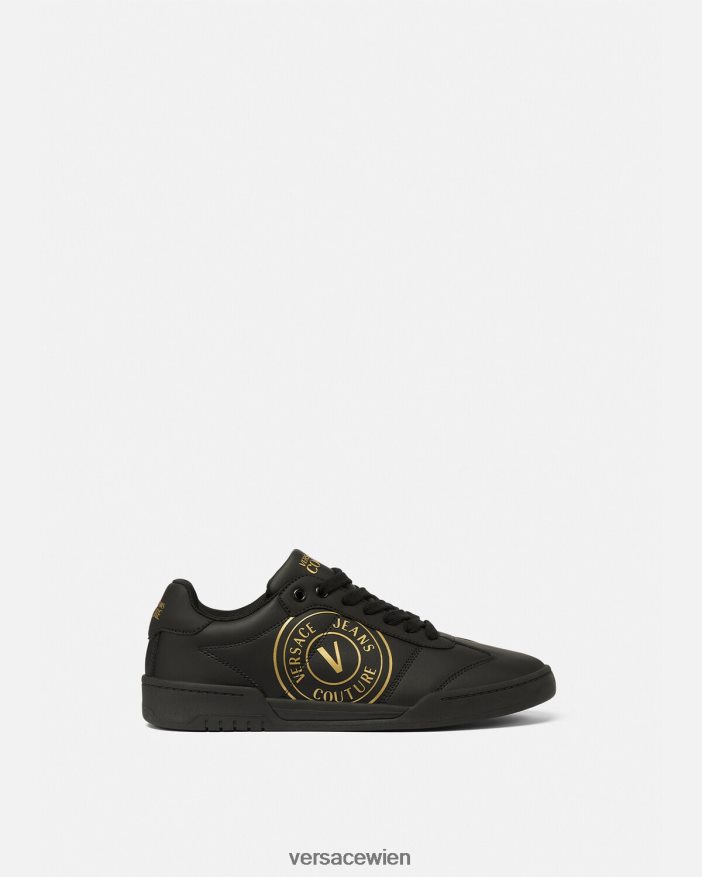 schwarzes Gold Brooklyn-Sneaker mit V-Emblem Versace Männer Schuh 8N4XJD2443