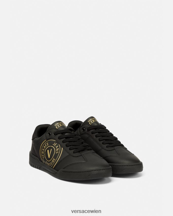 schwarzes Gold Brooklyn-Sneaker mit V-Emblem Versace Männer Schuh 8N4XJD2443