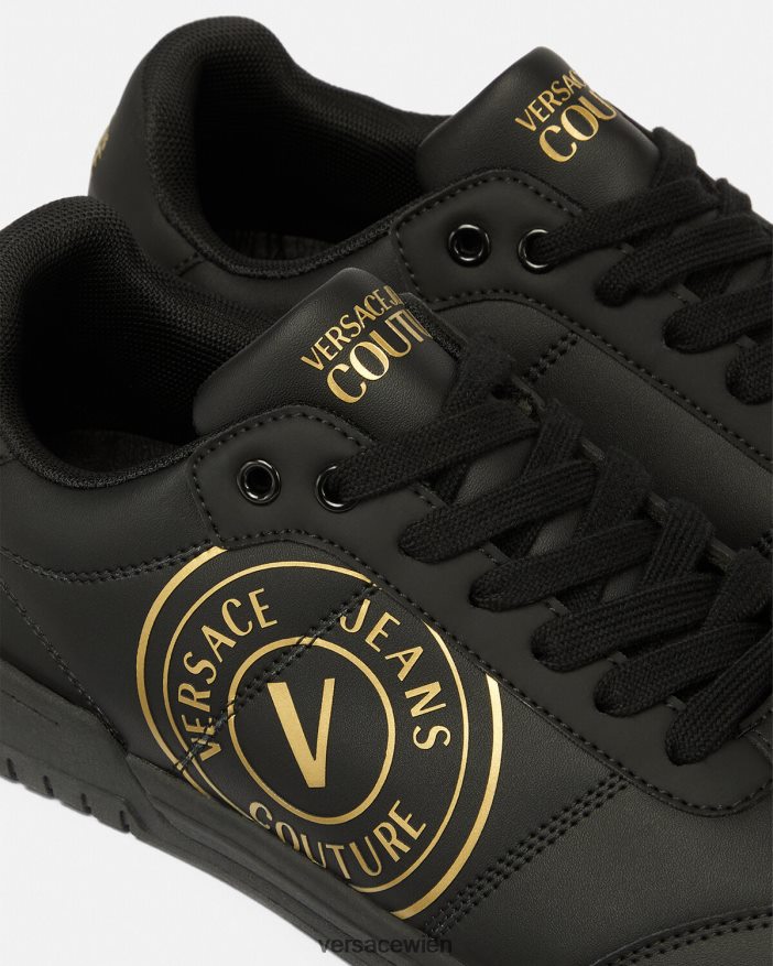 schwarzes Gold Brooklyn-Sneaker mit V-Emblem Versace Männer Schuh 8N4XJD2443