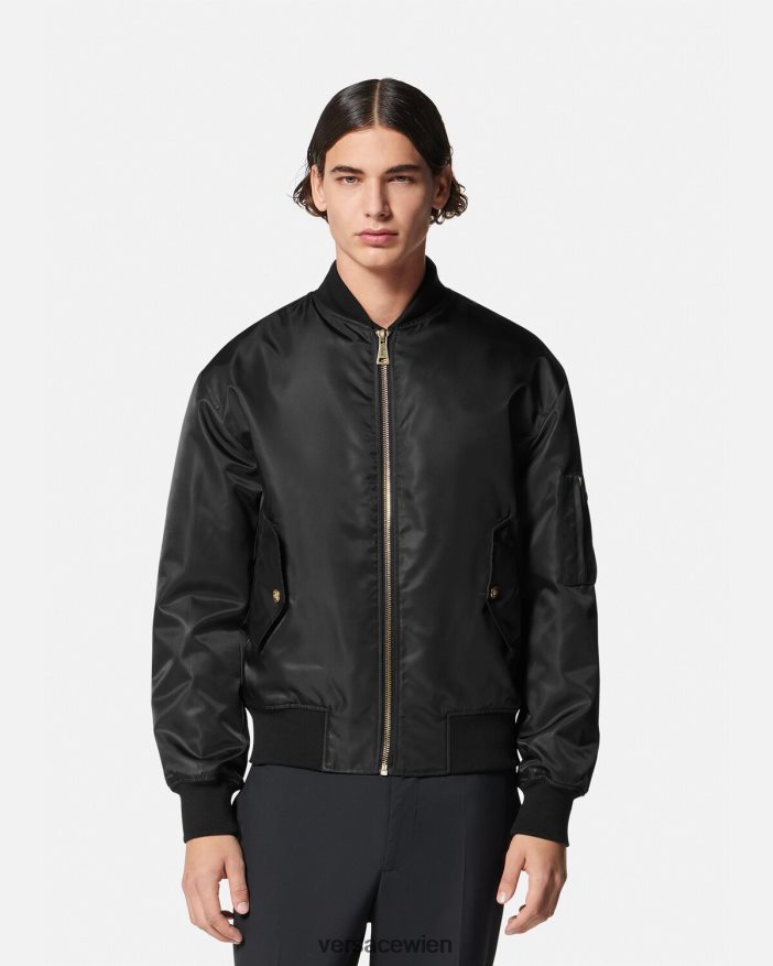 schwarzes Gold Couture-Bomberjacke mit Logo Versace Männer Kleidung 8N4XJD2417