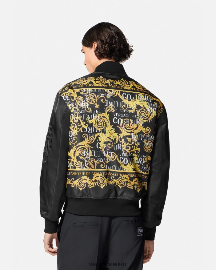 schwarzes Gold Couture-Bomberjacke mit Logo Versace Männer Kleidung 8N4XJD2417