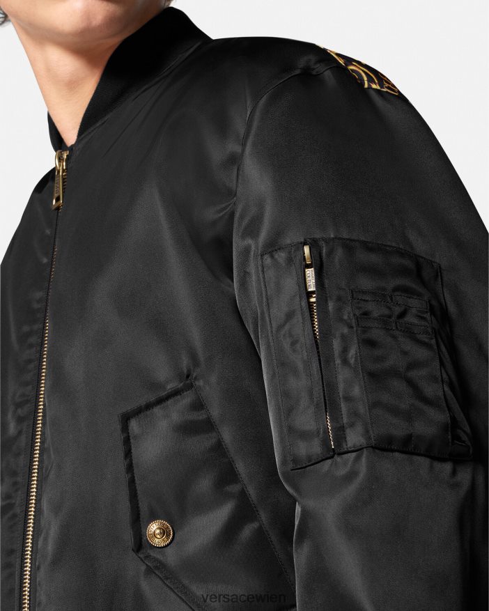 schwarzes Gold Couture-Bomberjacke mit Logo Versace Männer Kleidung 8N4XJD2417