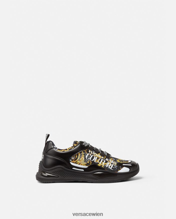 schwarzes Gold Couture-Sneaker mit Levion-Logo Versace Männer Schuh 8N4XJD2457