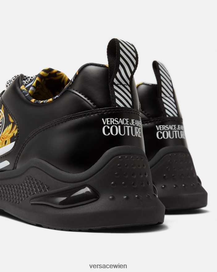 schwarzes Gold Couture-Sneaker mit Levion-Logo Versace Männer Schuh 8N4XJD2457