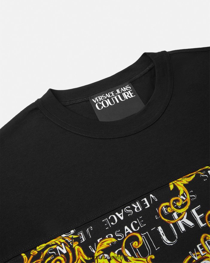 schwarzes Gold Couture-T-Shirt mit Logo Versace Männer Kleidung 8N4XJD2388