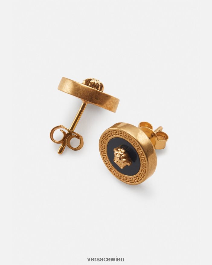 schwarzes Gold Emaille-Medusa-Ohrstecker Versace Frauen Zubehör 8N4XJD777