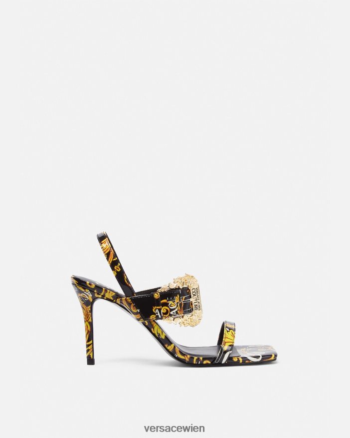 schwarzes Gold Emily Slingback-Sandalen mit Logo Couture Versace Frauen Schuh 8N4XJD2282