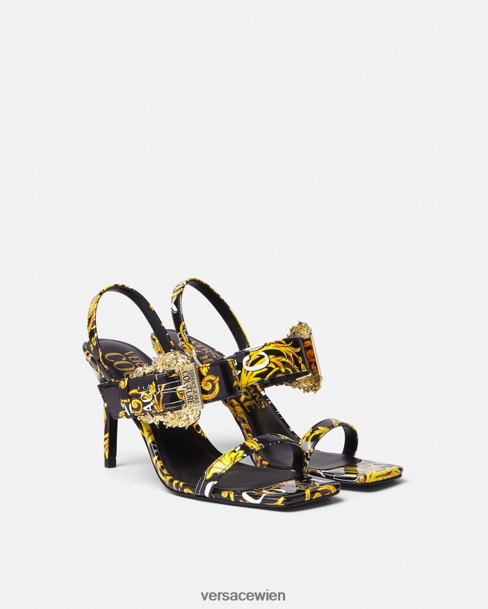 schwarzes Gold Emily Slingback-Sandalen mit Logo Couture Versace Frauen Schuh 8N4XJD2282