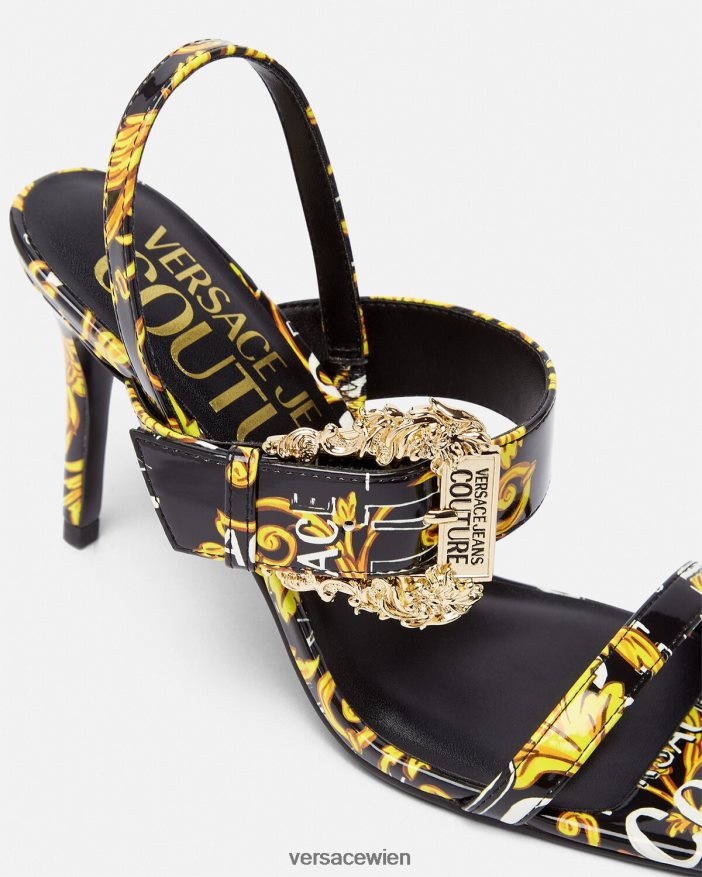 schwarzes Gold Emily Slingback-Sandalen mit Logo Couture Versace Frauen Schuh 8N4XJD2282