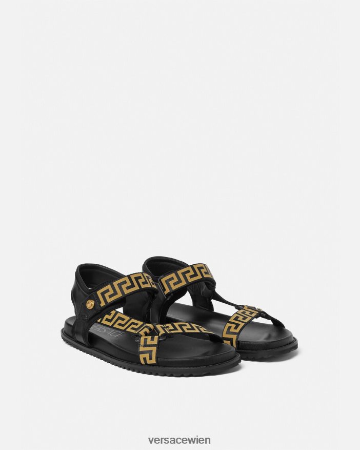 schwarzes Gold Greca-Sandalen Versace Männer Schuh 8N4XJD1590