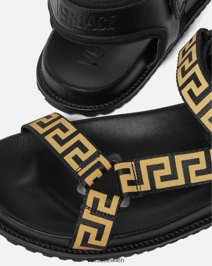 schwarzes Gold Greca-Sandalen Versace Männer Schuh 8N4XJD1590