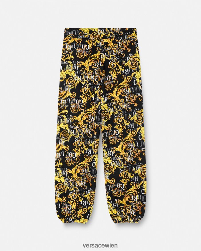 schwarzes Gold Jogginghose mit Logo-Couture Versace Frauen Kleidung 8N4XJD2238