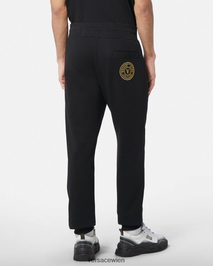 schwarzes Gold Jogginghose mit V-Emblem Versace Männer Kleidung 8N4XJD2436