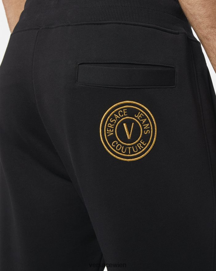 schwarzes Gold Jogginghose mit V-Emblem Versace Männer Kleidung 8N4XJD2436