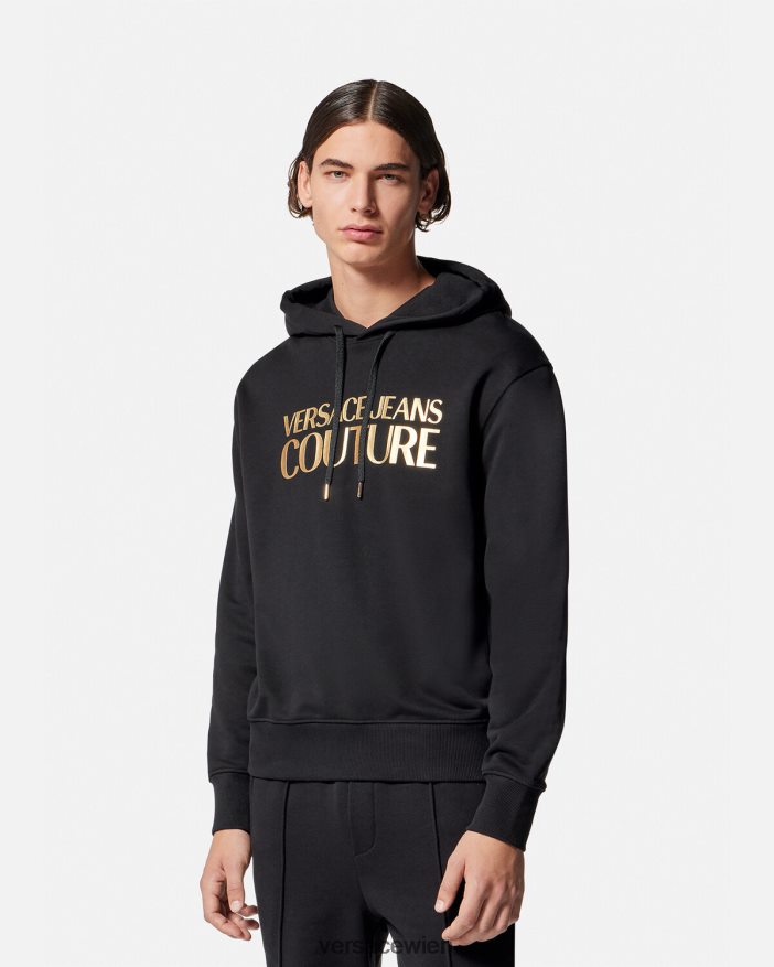 schwarzes Gold Kapuzenpullover mit Logo Versace Männer Kleidung 8N4XJD2362