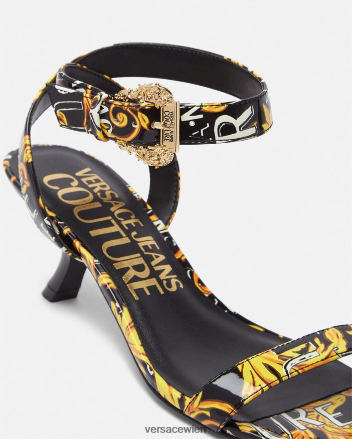 schwarzes Gold Logo-Couture-Fiona-Sandalen Versace Frauen Schuh 8N4XJD2285