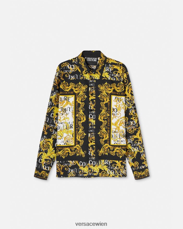 schwarzes Gold Logo-Couture-Shirt Versace Männer Kleidung 8N4XJD2393