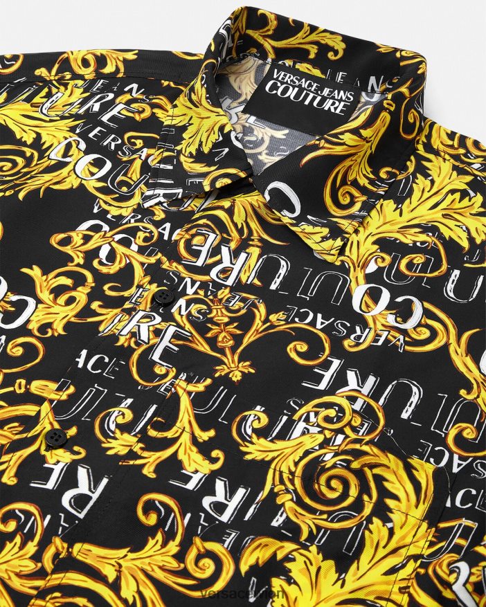 schwarzes Gold Logo-Couture-Shirt Versace Männer Kleidung 8N4XJD2394