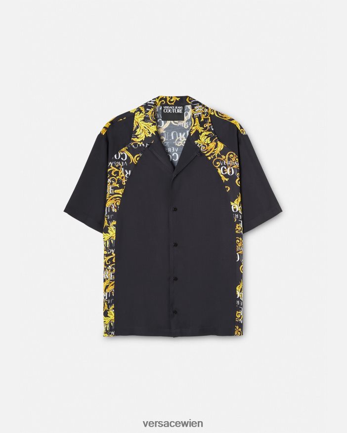 schwarzes Gold Logo-Couture-Shirt Versace Männer Kleidung 8N4XJD2395