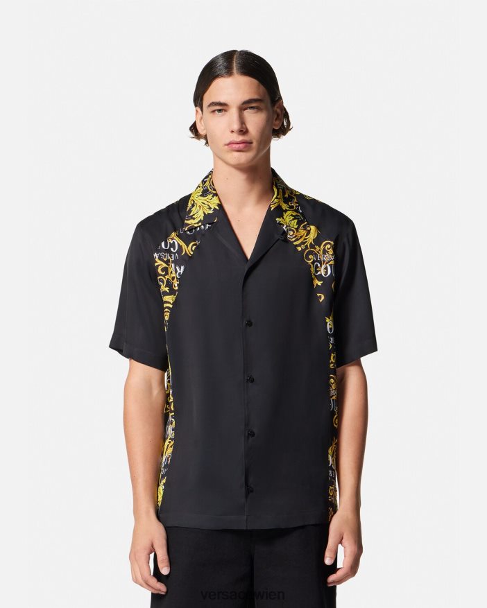 schwarzes Gold Logo-Couture-Shirt Versace Männer Kleidung 8N4XJD2395