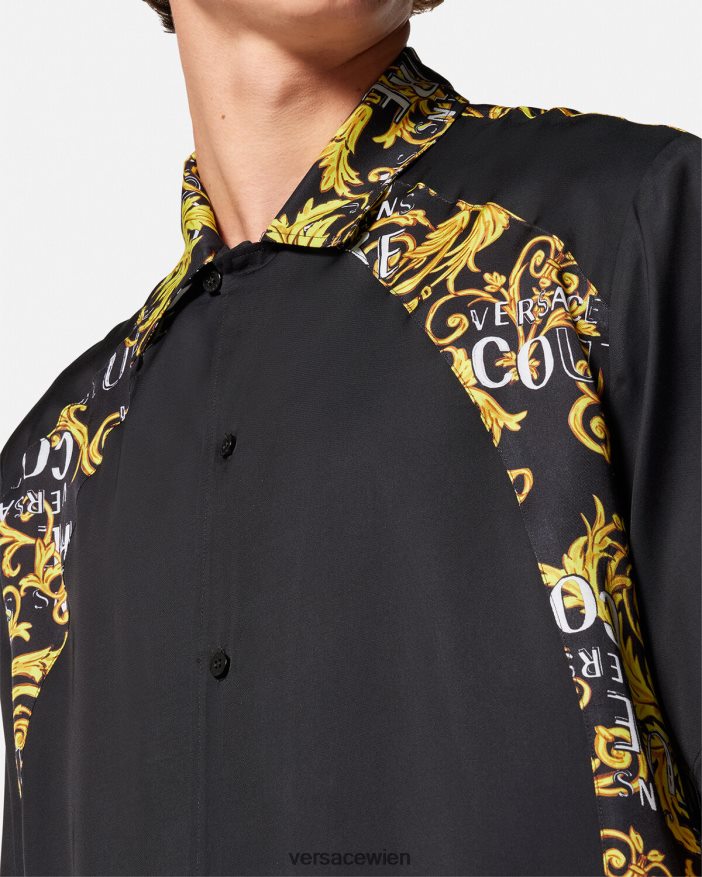 schwarzes Gold Logo-Couture-Shirt Versace Männer Kleidung 8N4XJD2395