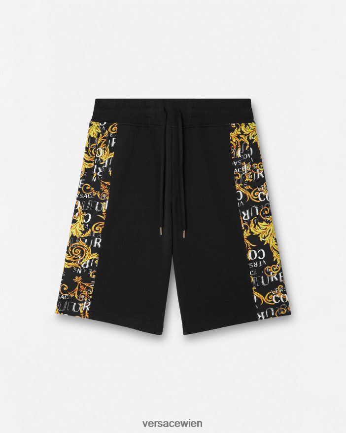 schwarzes Gold Logo-Couture-Sweatshorts Versace Männer Kleidung 8N4XJD2422