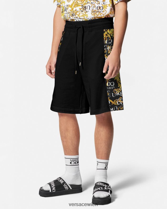 schwarzes Gold Logo-Couture-Sweatshorts Versace Männer Kleidung 8N4XJD2422