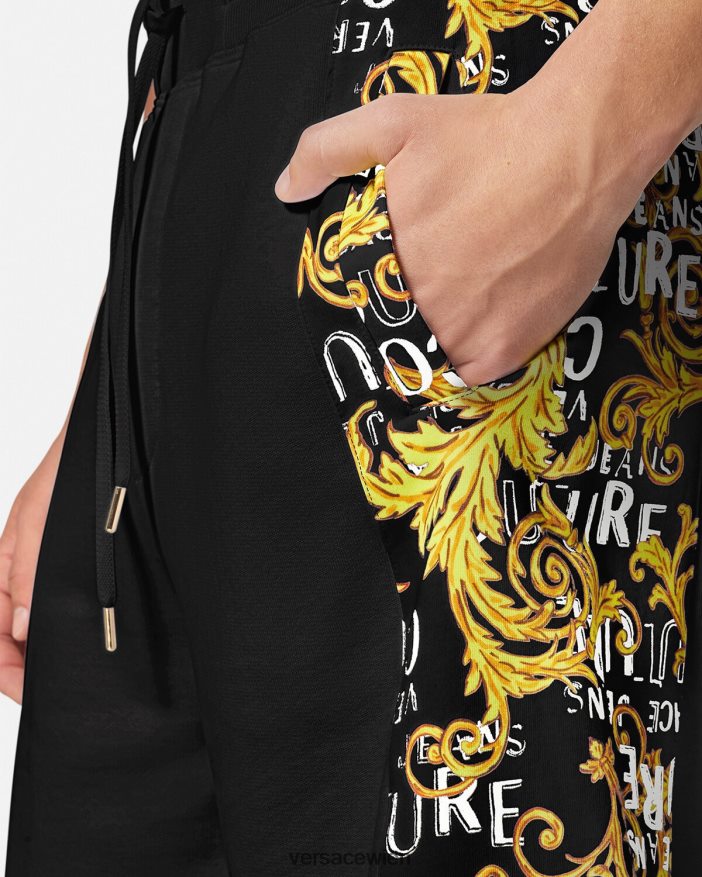 schwarzes Gold Logo-Couture-Sweatshorts Versace Männer Kleidung 8N4XJD2422