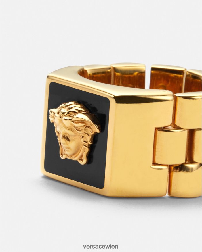 schwarzes Gold Medusa-Emaille-Ring Versace Männer Zubehör 8N4XJD1697