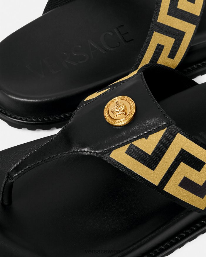 schwarzes Gold Medusa-Greca-Sandalen Versace Männer Schuh 8N4XJD1591