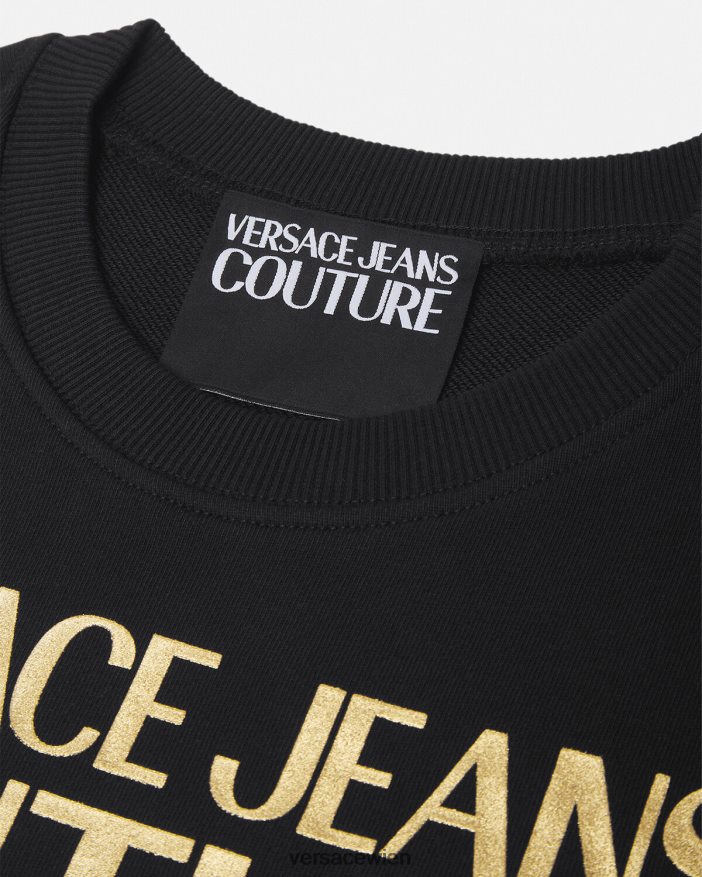 schwarzes Gold Pullover mit Logo Versace Frauen Kleidung 8N4XJD2155