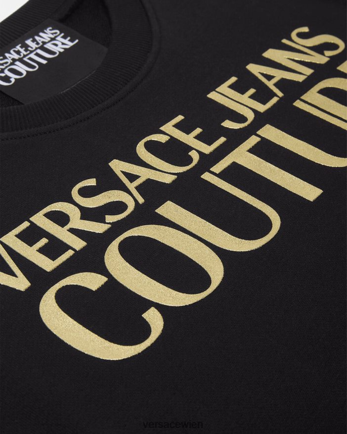 schwarzes Gold Pullover mit Logo Versace Frauen Kleidung 8N4XJD2155