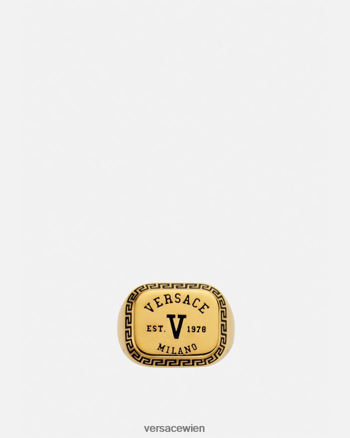 schwarzes Gold Ring mit Uni-Logo Versace Männer Zubehör 8N4XJD1699