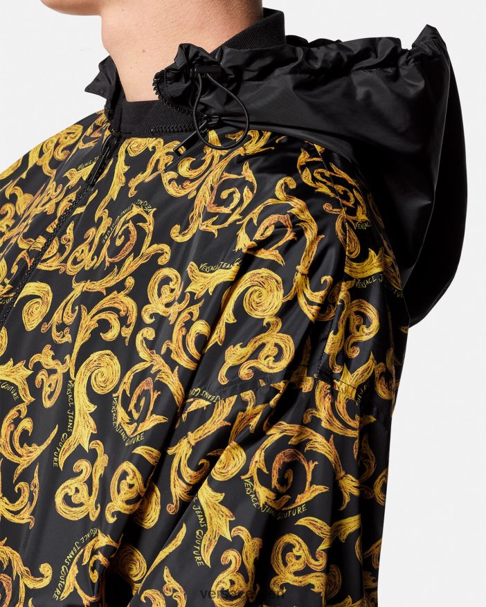 schwarzes Gold Sketch-Couture-Kapuzenjacke Versace Männer Kleidung 8N4XJD2380