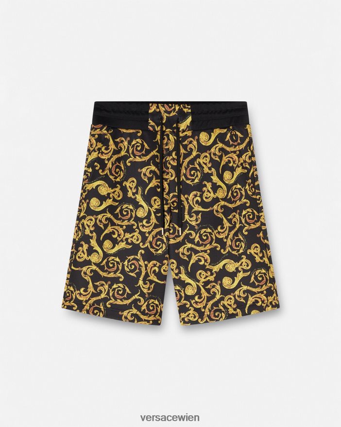 schwarzes Gold Sketch-Couture-Sweatshorts Versace Männer Kleidung 8N4XJD2382