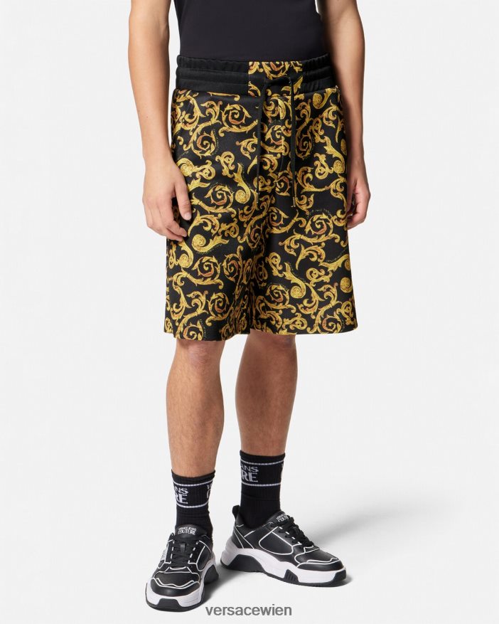 schwarzes Gold Sketch-Couture-Sweatshorts Versace Männer Kleidung 8N4XJD2382