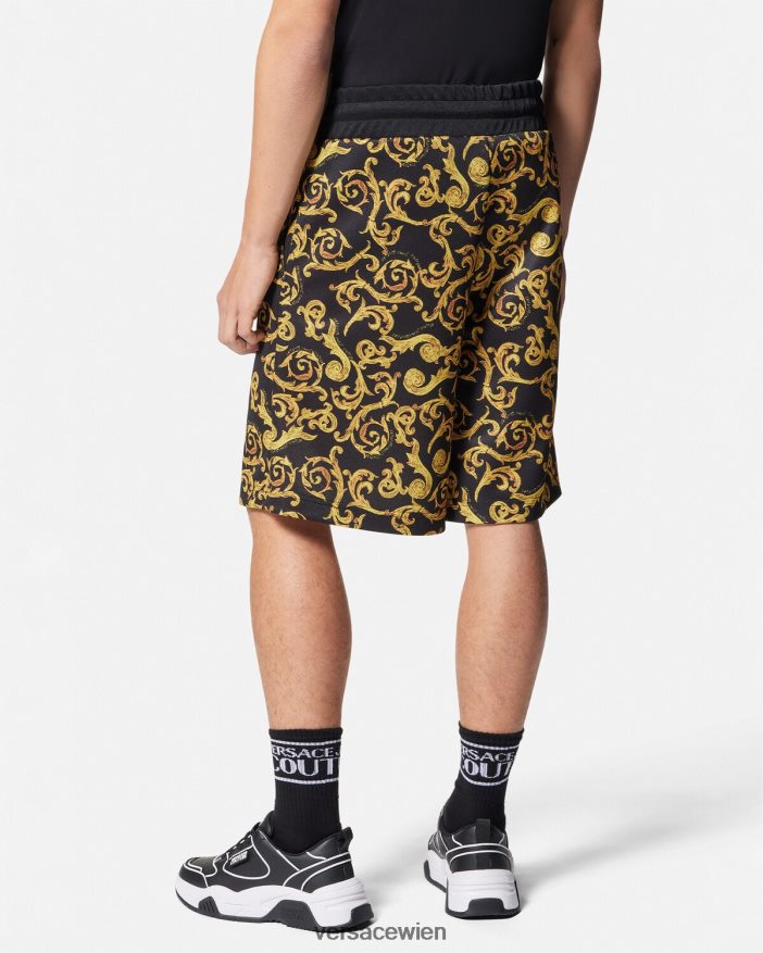 schwarzes Gold Sketch-Couture-Sweatshorts Versace Männer Kleidung 8N4XJD2382