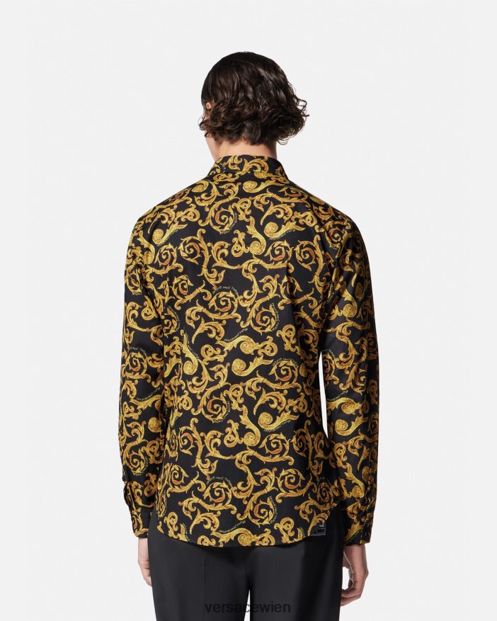 schwarzes Gold Skizzen-Couture-Shirt Versace Männer Kleidung 8N4XJD2376