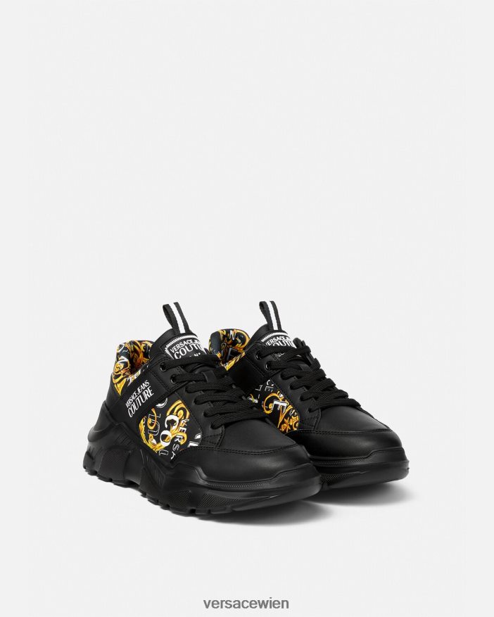 schwarzes Gold Speedtrack-Sneaker mit Logo-Couture-Logo Versace Männer Schuh 8N4XJD2460