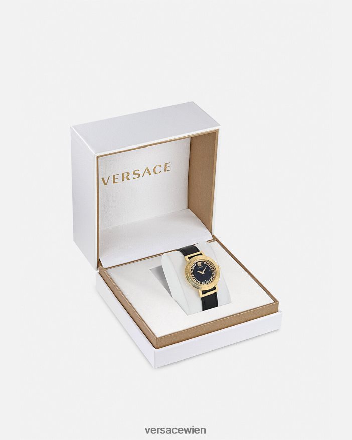 schwarzes Gold Uhr im Greca-Chic Versace Frauen Zubehör 8N4XJD960