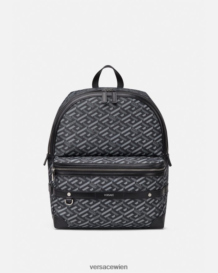 schwarzgrau La Greca-Signatur-Rucksack Versace Männer Taschen 8N4XJD1487