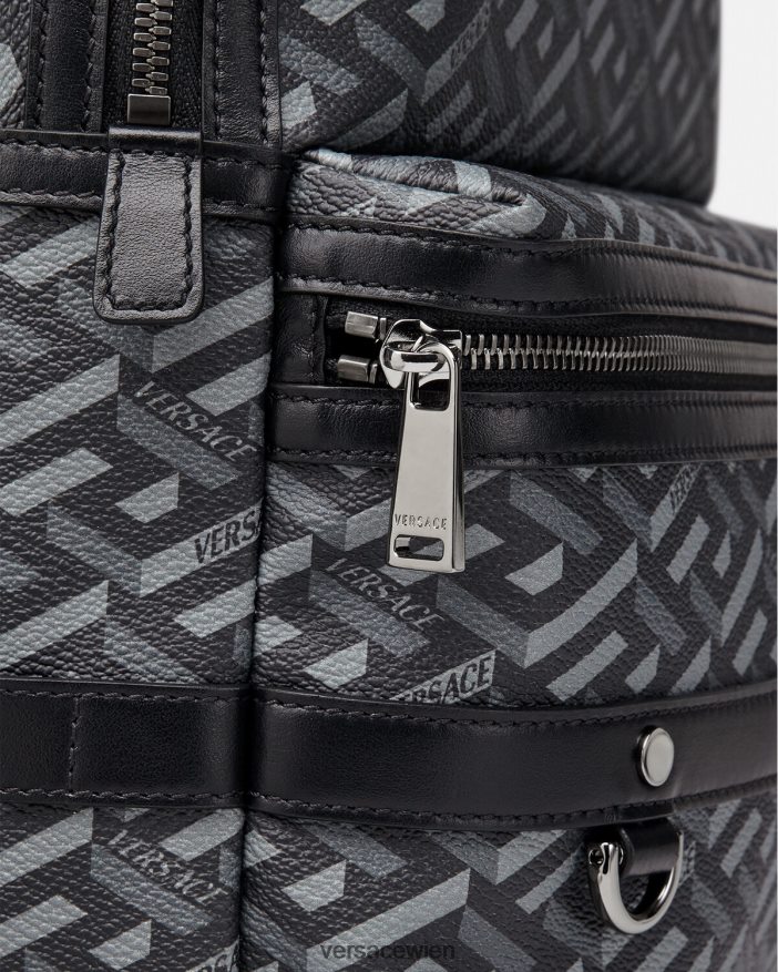 schwarzgrau La Greca-Signatur-Rucksack Versace Männer Taschen 8N4XJD1487