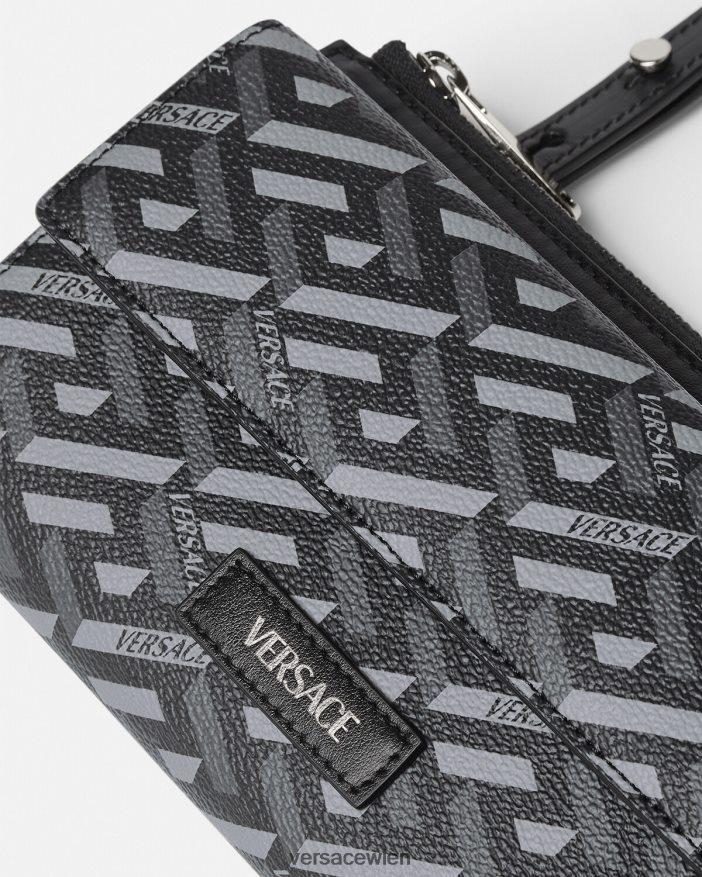 schwarzgrau La Greca-Signatur-Umhängetasche Versace Männer Taschen 8N4XJD1484