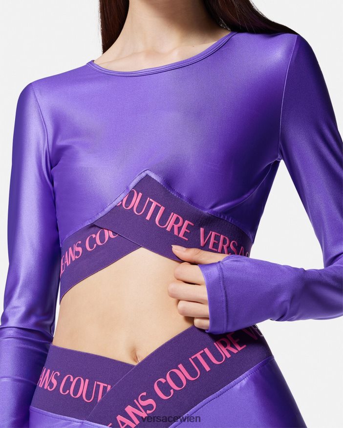 violett Crop-Top mit Logo Versace Frauen Kleidung 8N4XJD2215